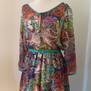 UMGEE Long Sleeve Paisley Dress, Size Small